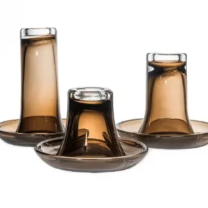 Juego de 3 candelabros cristal topacio